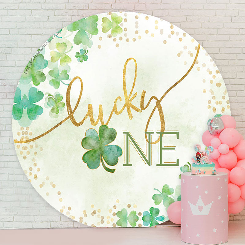 Lofaris Green Clover Lucky One Birthday Backdrop