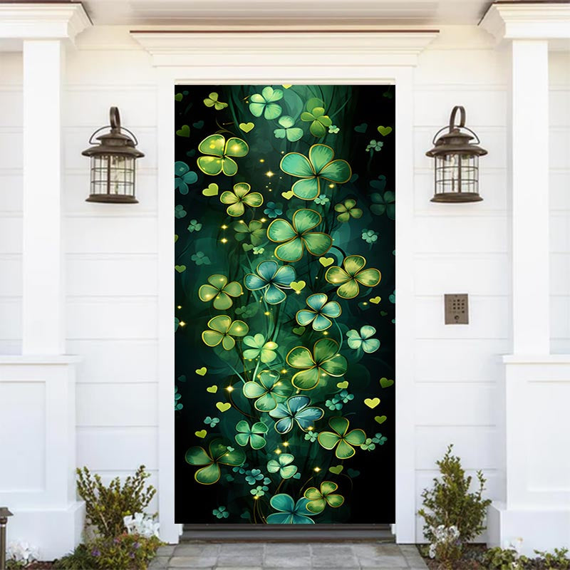 Lofaris Green Clover Vine Little Hearts Spring Door Cover