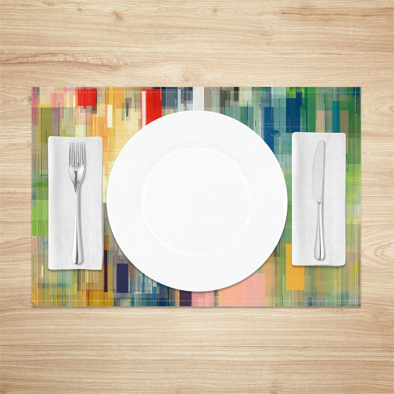 Lofaris Green Colors Abstract Oil Paint Set Of 4 Placemats