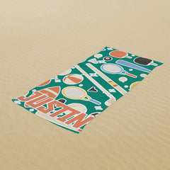 Lofaris Green Custom Name Sports Kids Beach Towel