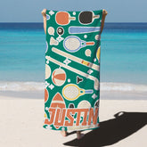 Lofaris Green Custom Name Sports Kids Beach Towel