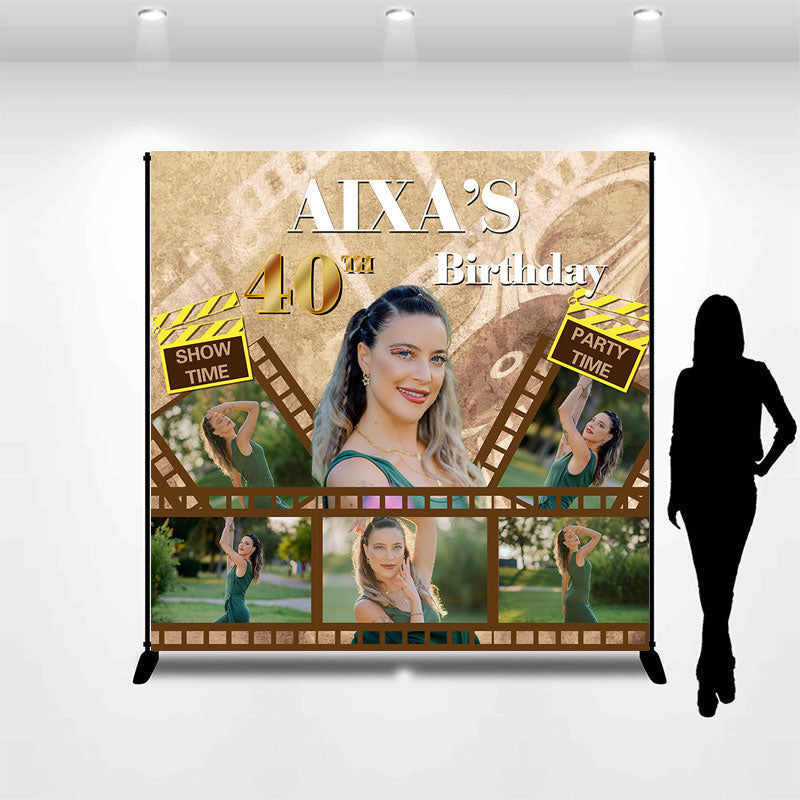 Lofaris Green Custom Photo Film 40th Birthday Backdrop for Women
