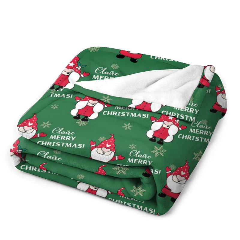 Lofaris Green Dwarfs Repeat Custom Name Christmas Blanket