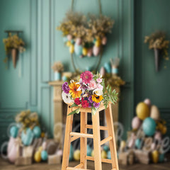 Lofaris Green Embossed Wall Eggs Easter Backdrop For Photo