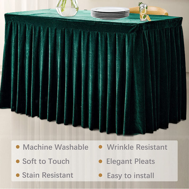 Lofaris Green Fitted Velvet Rectangle Table Skirts Cover