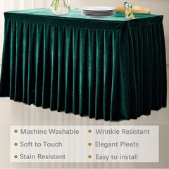 Lofaris Green Fitted Velvet Rectangle Table Skirts Cover