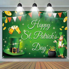 Lofaris Green Flags Top Hat Gold St Patricks Day Backdrop