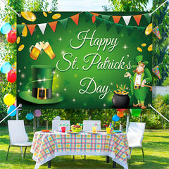 Lofaris Green Flags Top Hat Gold St Patricks Day Backdrop