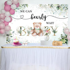 Lofaris Green Floral Leaves Teddy Bear Baby Shower Backdrop