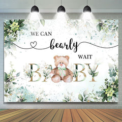 Lofaris Green Floral Leaves Teddy Bear Baby Shower Backdrop