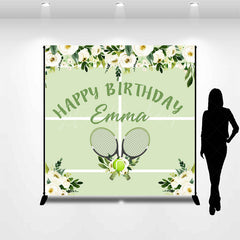 Lofaris Green Floral Tennis Sport Custom Birthday Backdrop