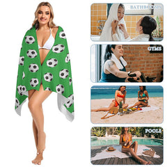 Lofaris Green Football Custom Name Boy Beach Pool Towel