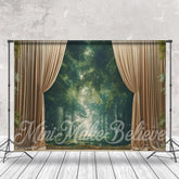 Lofaris Green Forest Curtain Birthday Cake Smash Backdrop