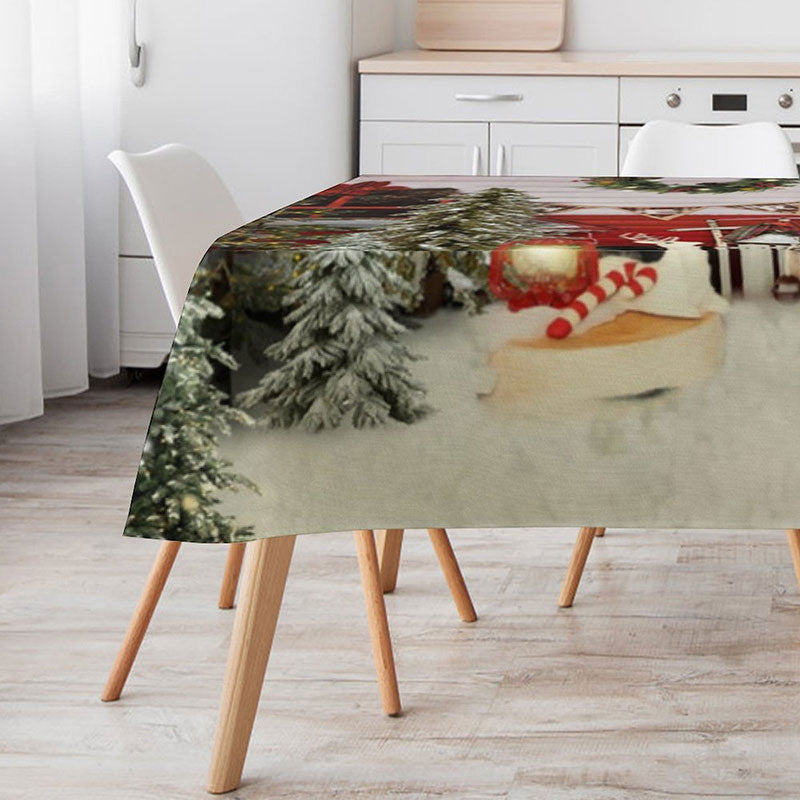 Lofaris Green Forest Glitter Light Christmas Tablecloth
