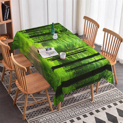 Lofaris Green Forest Trees Spring Road Rectangle Tablecloth