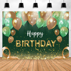 Lofaris Green Gold Balloon Shiny Happy Birthday Backdrop