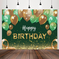 Lofaris Green Gold Balloon Shiny Happy Birthday Backdrop
