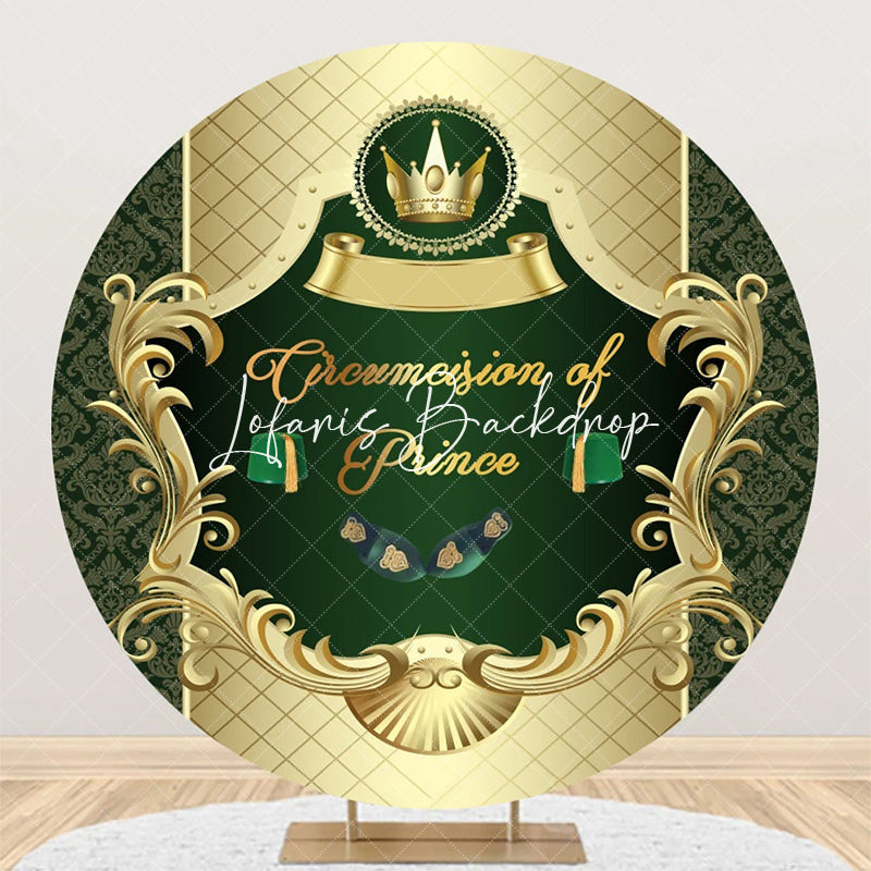Lofaris Green Gold Circumcision De Prince Round Backdrop