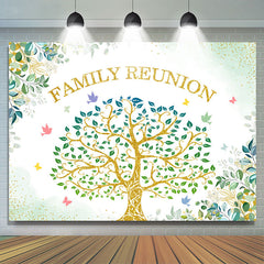 Lofaris Green Gold Glitter Tree Leaf Family Reunion Backdrop