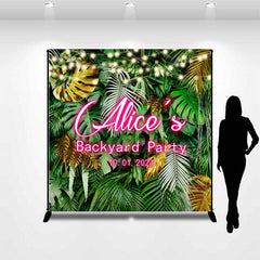 Lofaris Green Gold Leaf Light Custom Backyard Party Backdrop