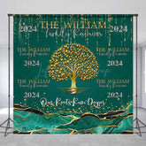 Lofaris Green Gold Marble Custom 2024 Family Reunion Backdrop