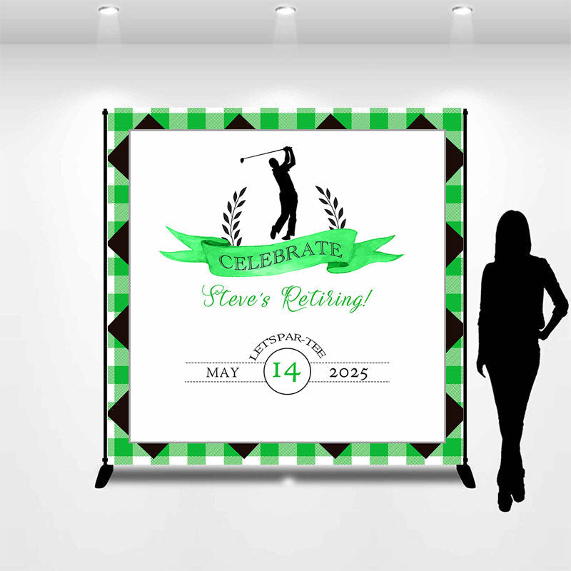 Lofaris Green Gold Men Custom Name Retirement Party Backdrop