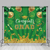 Lofaris Green Gold Sparkle Balloons Stripe Grad Backdrop