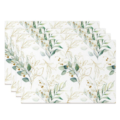 Lofaris Green Golden Leaf Seamless Faded Set Of 4 Placemats
