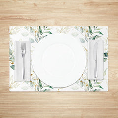 Lofaris Green Golden Leaf Seamless Faded Set Of 4 Placemats