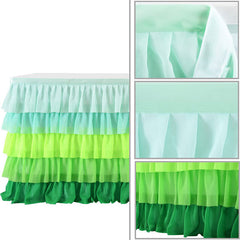 Lofaris Green Gradient Chiffon Layering Banquet Table Skirt