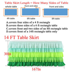 Lofaris Green Gradient Chiffon Layering Banquet Table Skirt