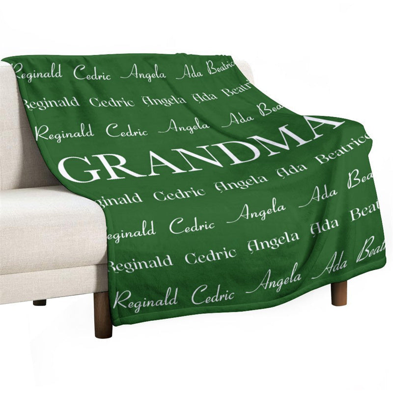 Lofaris Green Grandma Family Name Repeat Custom Blanket