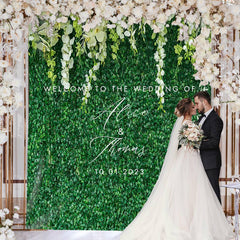 Lofaris Green Grass White Floral Greenery Backdrop for Wedding