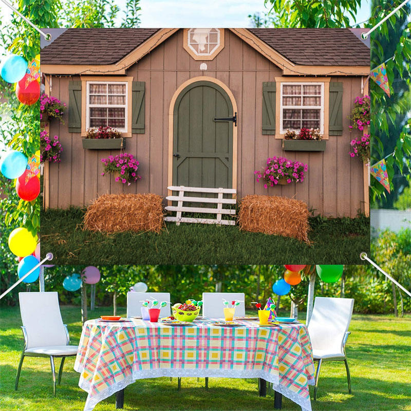 Lofaris Green Grass Wood Farm House Architecture Backdrops