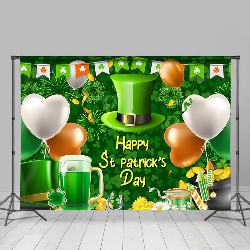 Lofaris Green Hat Clover Balloon St Patricks Day Backdrop