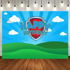 Lofaris Green Lawn Blue Sky Cloud Happy Birthday Backdrop