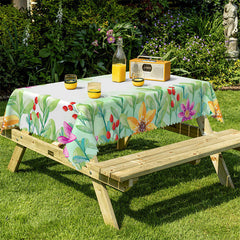 Lofaris Green Leaaves Floral Decorative Rectangle Tablecloth