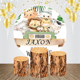 Lofaris Green Leaf Animals Car Circle Birthday Backdrop Kit