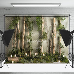 Lofaris Green Leaf Broken Tree Candle Spring Photo Backdrop