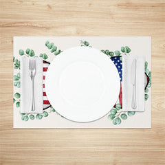 Lofaris Green Leaf Flag Independence Day Set Of 4 Placemats