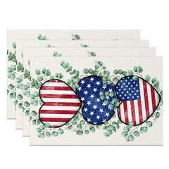 Lofaris Green Leaf Flag Independence Day Set Of 4 Placemats