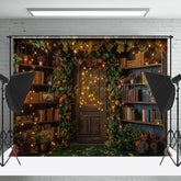 Lofaris Green Leaf Floral Bookshelf Door Backdrop For Photo