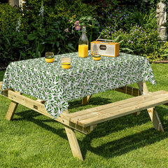 Lofaris Green Leaves Botanical Pattern Rectangle Tablecloth