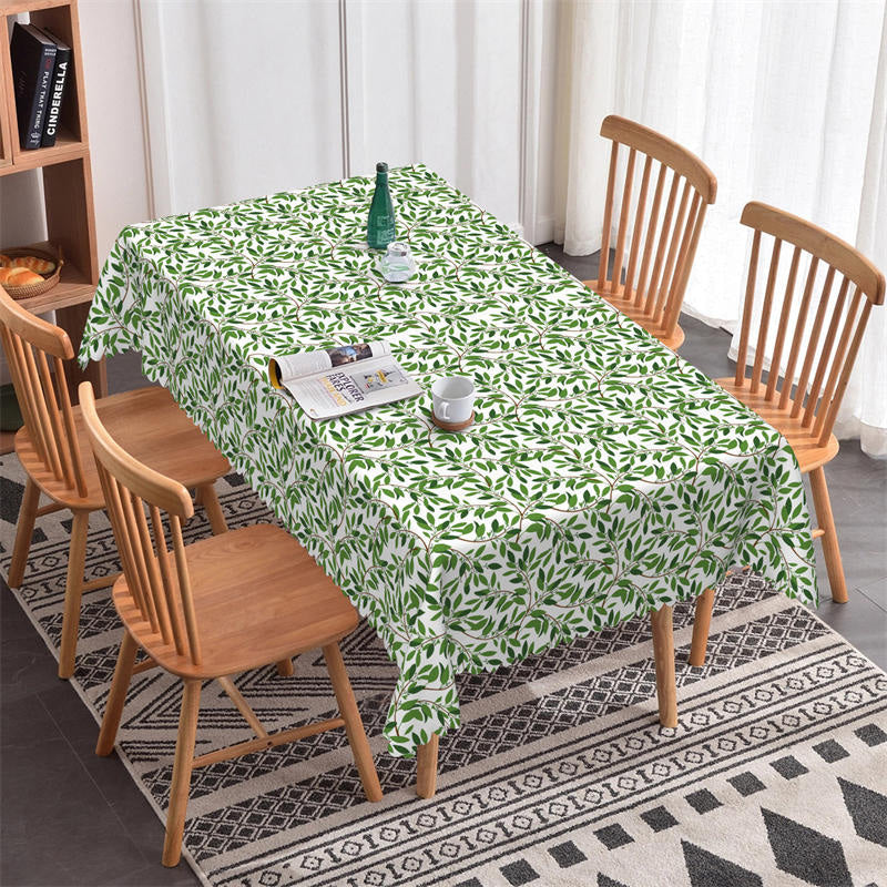 Lofaris Green Leaves Botanical Pattern Rectangle Tablecloth
