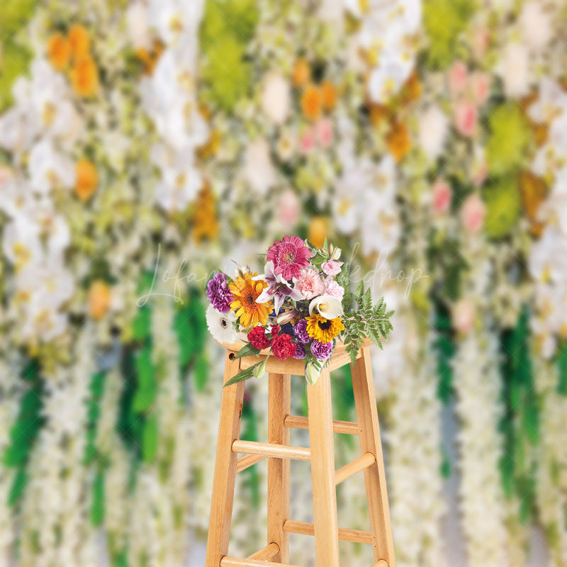 Lofaris Green Leaves Colorful Floral Photography Backdrop