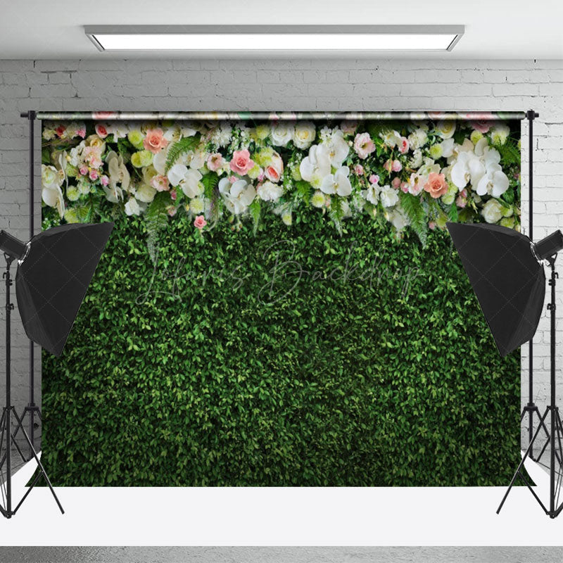 Lofaris Green Leaves Colorful Flowers Photo Spring Backdrop