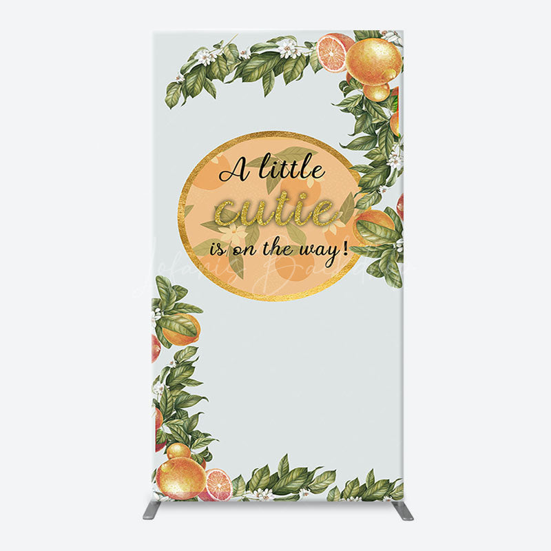 Lofaris Green Leaves Floral Orange Arch Baby Shower Backdorp