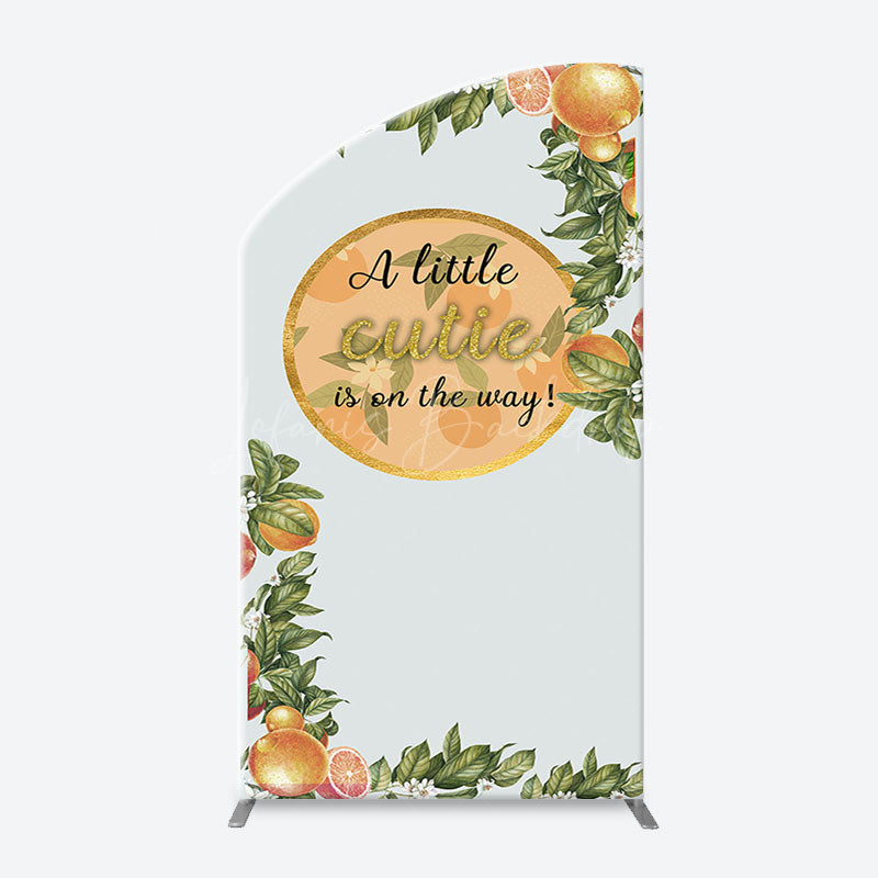 Lofaris Green Leaves Floral Orange Arch Baby Shower Backdorp