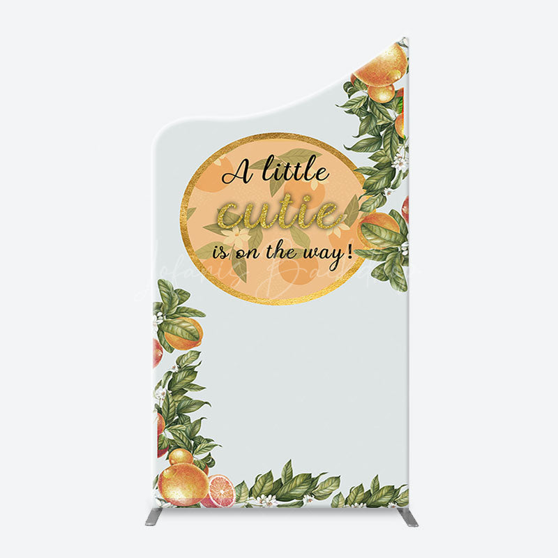 Lofaris Green Leaves Floral Orange Arch Baby Shower Backdorp