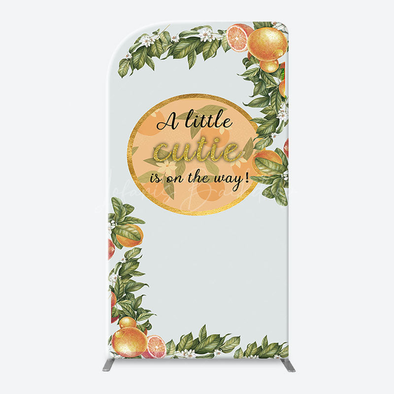 Lofaris Green Leaves Floral Orange Arch Baby Shower Backdorp